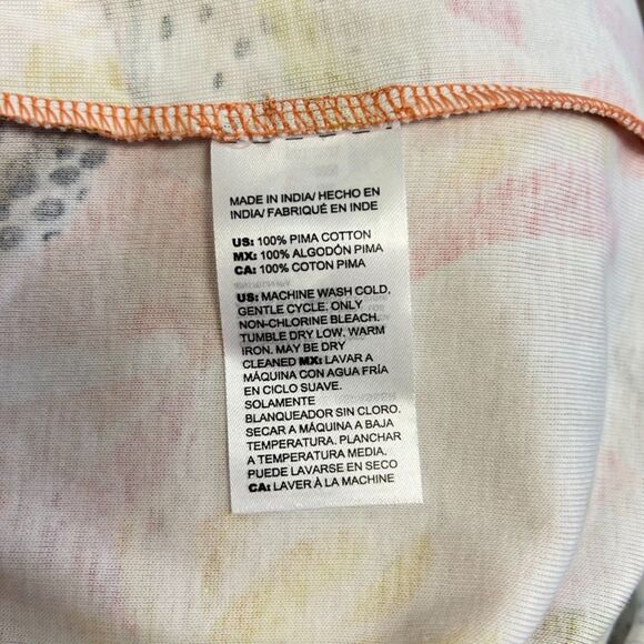 Chico's NWOT Orange White Green Tiger Lily Print Pima Cotton SS Tee Sz 1/US M - Picture 6 of 10